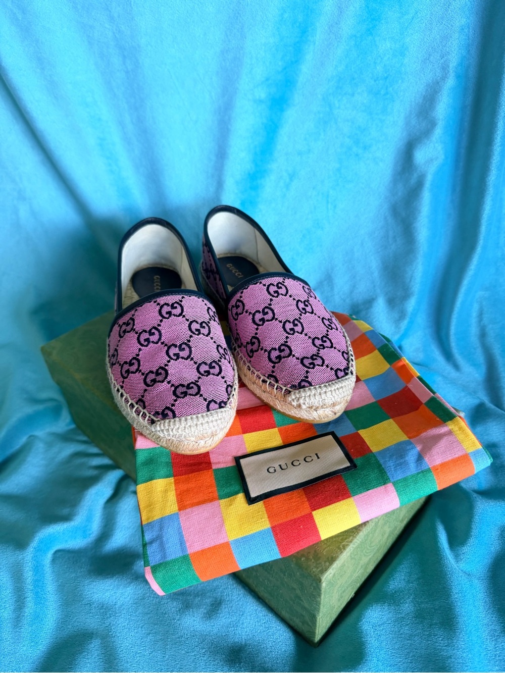 Gucci Kids Purple GG Canvas Espadrille Slip-Ons